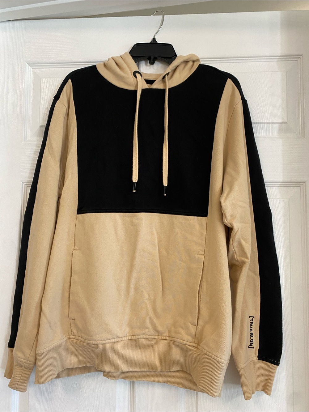 True Religion Two-Tone Black and Beige Hoodie